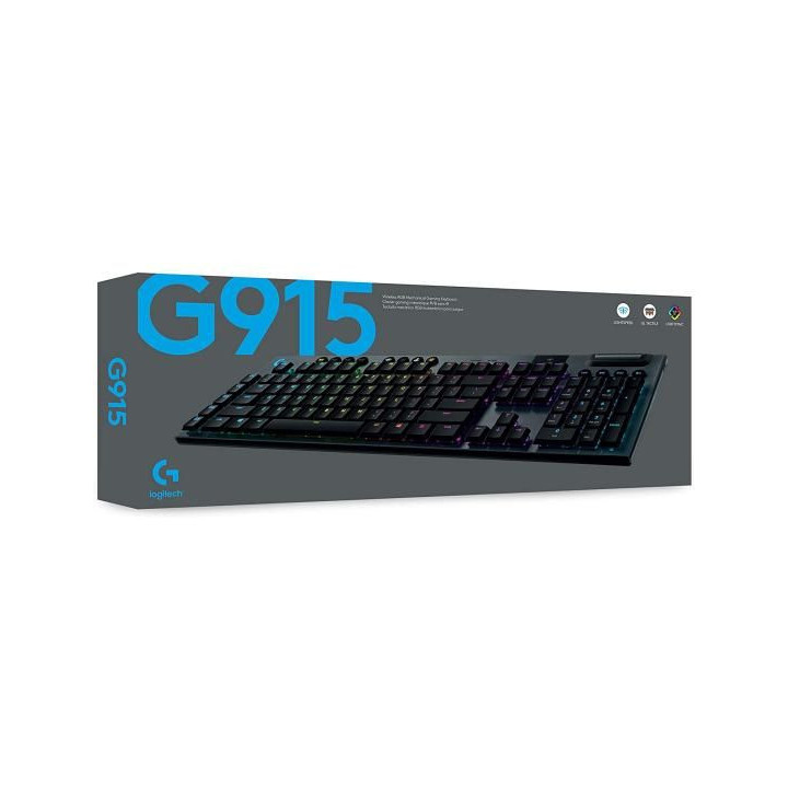 Logitech G915 LIGHTSPEED RGB Mechanical Wireless & Bluetooth Low Profile GL LIGHTSYNC RGB - Tactile